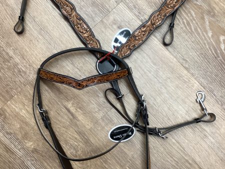 TOOLED FLORAL SET - HEADSTALL   BREAST COLLAR For Discount