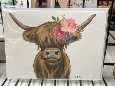 CARD: BRIGHT BLOOMS HIGHLAND COW Online now