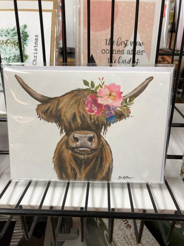 CARD: BRIGHT BLOOMS HIGHLAND COW Online now