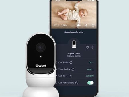 Owlet Cam Audio and Background Sound, Room Temp, Night Vision Smart HD Video Camera Baby Monitor White - Certified Refurbished on Sale