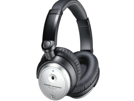 Audio-Technica QuietPoint Active Noise-Cancelling Closed-Back Headphones Silver- Certified Refurbished on Sale