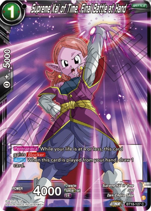 Supreme Kai of Time, Final Battle at Hand (BT18-127) [Dawn of the Z-Legends] Cheap