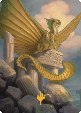 Ancient Gold Dragon Art Card (05) (Gold-Stamped Signature) [Commander Legends: Battle for Baldur s Gate Art Series] For Cheap