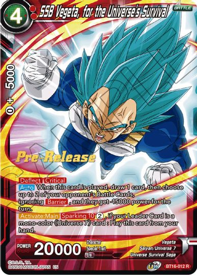 SSB Vegeta, for the Universe s Survival (BT16-012) [Realm of the Gods Prerelease Promos] For Cheap